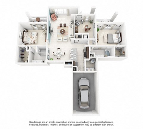 Floor plan for 3 beds, 2 baths, 1406 sqft